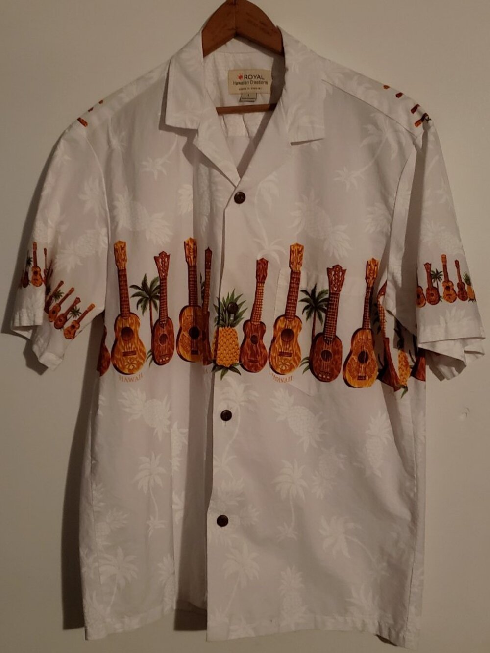 Royal Hawaiian Shirt Ukulele Pineapple Large